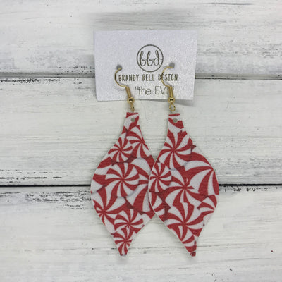 MAE - Leather Earrings  ||  PEPPERMINT PRINT (FAUX LEATHER)