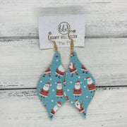 MAE - Leather Earrings  ||  SANTA PRINT ON BLUE