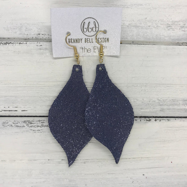 MAE - Leather Earrings  ||  SHIMMER NAVY