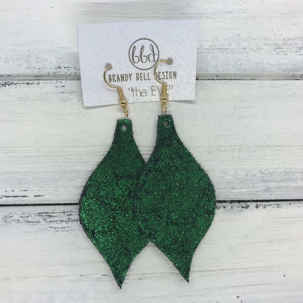 MAE - Leather Earrings  ||  SHIMMER DARK GREEN