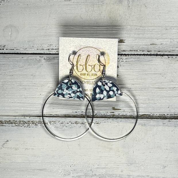 JULIA - Leather Earrings OR Necklace ||   DITSY BLUE FLORAL (* 3 options available)