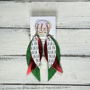 ANDY -  Leather Earrings  ||   <BR> FALALA BLACK & WHITE (FAUX LEATHER), <BR> METALLIC RED SMOOTH, <BR> SPARKLE GREEN