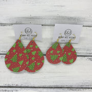 ZOEY (3 sizes available!) -  Leather Earrings  ||  CHRISTMAS TREES ON RED