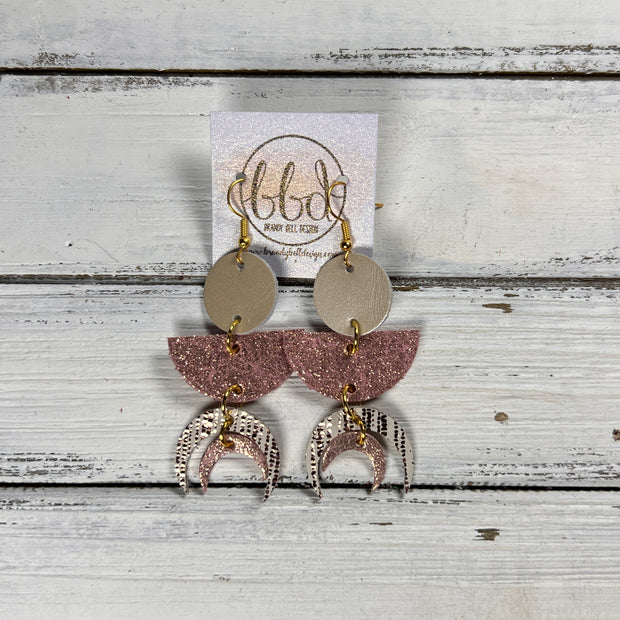 KINA <br> LIMITED EDITION ||  Leather Earrings || <BR> CHAMPAGNE PEARL, SHIMMER VINTAGE PINK, ROSE GOLD SANDS, SHIMMER VINTAGE PINK