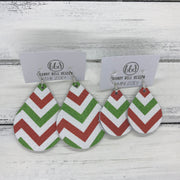 ZOEY (3 sizes available!) -  Leather Earrings  ||  RED & GREEN CHEVRON