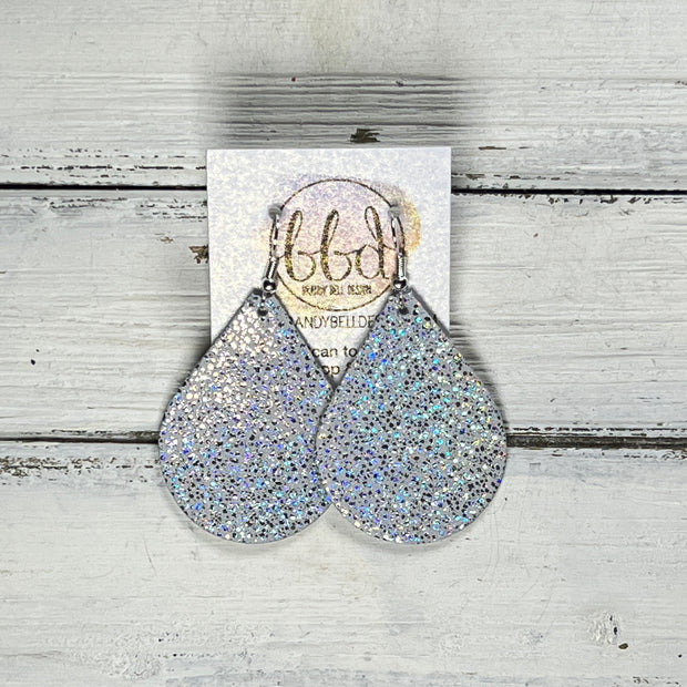 ZOEY (3 sizes available!) -  Leather Earrings  || SPARKLE SILVER