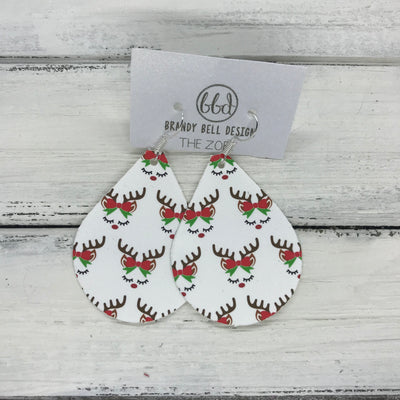 ZOEY (3 sizes available!) -  Leather Earrings  ||  CHRISTMAS REINDEER PRINT (FAUX LEATHER)