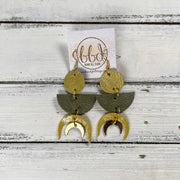 KINA <br> LIMITED EDITION ||  Leather Earrings || <BR> PEARLIZED OCHRE, PEARLIZED OLIVE, SHIMMER YELLOW, METALLIC GOLD SMOOTH