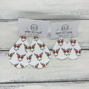 ZOEY (3 sizes available!) -  Leather Earrings  ||  CHRISTMAS REINDEER PRINT (FAUX LEATHER)