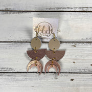 KINA <br> LIMITED EDITION ||  Leather Earrings || <BR> CHAMPAGNE PEARL, METALLIC ROSE GOLD SMOOTH, SHIMMER VINTAGE PINK, MATTE BLUSH PINK