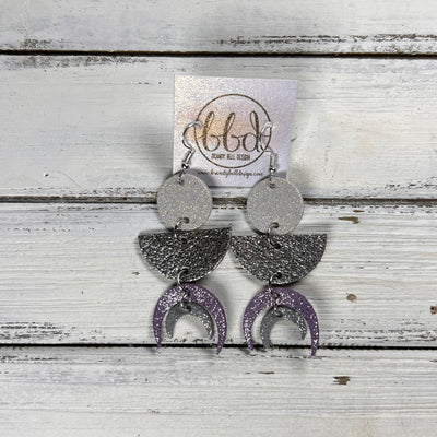 KINA <br> LIMITED EDITION ||  Leather Earrings || <BR> SHIMMER ROSE GOLD, IRIDESCENT SILVER CRACKLE, SHIMMER LAVENDER, SHIMMER GRAY