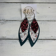 DOROTHY - Leather Earrings  ||  <BR> BURGUNDY GLITTER (FAUX LEATHER), <BR> SHIMMER CHRISTMAS DEER (FAUX LEATHER), <BR> MATTE DISTRESSED TEAL