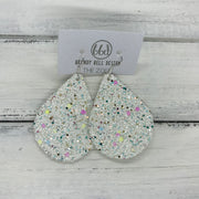 ZOEY (3 sizes available!) -  Leather Earrings  ||  CONFETTI CAKE GLITTER (FAUX LEATHER)