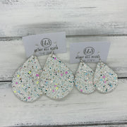 ZOEY (3 sizes available!) -  Leather Earrings  ||  CONFETTI CAKE GLITTER (FAUX LEATHER)
