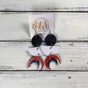 KINA <br> LIMITED EDITION ||  Leather Earrings || <BR> METALLIC NAVY* BLUE PEBBLED, MATTE WHITE, SHIMMER RED, SHIMMER NAVY BLUE