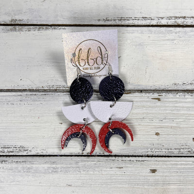 KINA <br> LIMITED EDITION ||  Leather Earrings || <BR> METALLIC NAVY* BLUE PEBBLED, MATTE WHITE, SHIMMER RED, SHIMMER NAVY BLUE