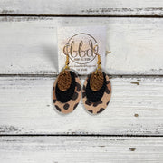 DIANE -  Leather Earrings  ||   <BR> METALLIC BRONZE PEBBLED, <BR> MATTE BLACK, <BR> CARAMEL CHEETAH
