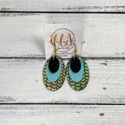 DIANE -  Leather Earrings  ||   <BR> SHIMMER BLACK, <BR> ROBINS EGG BLUE, <BR> METALLIC MERMAID PINK/GREEN/GOLD