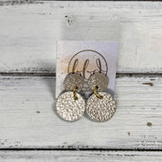 LUNA -  Leather Earrings ON POST  || SHIMMER TAUPE, <BR> METALLIC CHAMPAGNE PEBBLED
