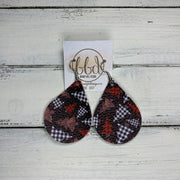 ZOEY (3 sizes available!) -  Leather Earrings  ||  <BR> BUFFALO PLAID CHRISTMAS TREES (FAUX LEATHER)