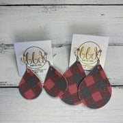 ZOEY (3 sizes available!) -  Leather Earrings  ||  <BR> SHIMMER BUFFALO PLAID  (FAUX LEATHER)