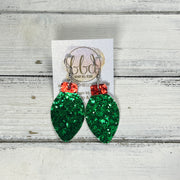 CHRISTMAS LIGHT -  Leather Earrings  ||   <BR> GREEN BULB (FAUX LEATHER)