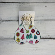 ZOEY (3 sizes available!) -  Leather Earrings  ||   WHIMSICAL CHRISTMAS PRINT (FAUX LEATHER)