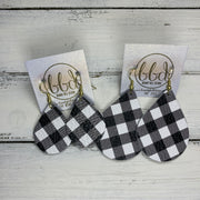 ZOEY (3 sizes available!) -  Leather Earrings  ||   PETITE BLACK & RED BUFFALO PLAID