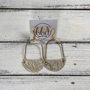 PIPER -  Leather Earrings  ||  <BR> METALLIC CHAMPAGNE WESTERN FLORAL