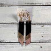 CODY -  Leather Earrings  ||  <BR> METALLIC BLACK SMOOTH, <BR> METALLIC GOLD SMOOTH, <BR> SHIMMER VINTAGE PINK