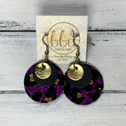 GRAY - Leather Earrings  ||    <BR> METALLIC GOLD SMOOTH, <BR> MATTE BLACK,  <BR> PURPLE GLITTER CHEETAH (FAUX LEATHER)