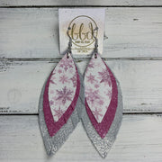 INDIA - Leather Earrings   ||  <BR> SHIMMER MAUVE SNOWFLAKES (FAUX LEATHER),  <BR> SHIMMER LILAC, <BR> SHIMMER SILVER