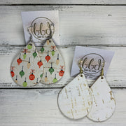 ZOEY (3 sizes available!) -  <BR> 2 PACK *LIMITED EDITION* CORK Earrings    ||  VINTAGE ORNAMENTS ON CORK / WHITE CORK