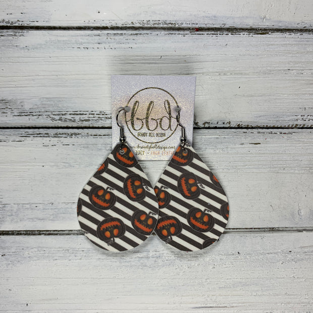 ZOEY (3 sizes available!) -  Leather Earrings  ||   GLOW IN THE DARK HALLOWEEN STRIPE (FAUX LEATHER)