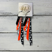 AUDREY - Leather Earrings  ||   SHIMMER BLACK, NEON ORANGE POLKADOT, BLACK & WHITE CHEETAH PRINT, NEON ORANGE, BLACK WITH WHITE POLKADOTS