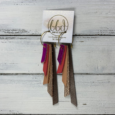 AUDREY - Leather Earrings  ||   METALLIC NEON PINK, MATTE CORAL/PINK, PEARLIZED PINK, METALLIC ROSE GOLD PEBBLED, PEARLIZED BROWN