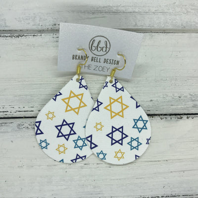 ZOEY (3 sizes available!) -  GLITTER ON CANVAS Earrings  (not leather)  ||  STAR OF DAVID