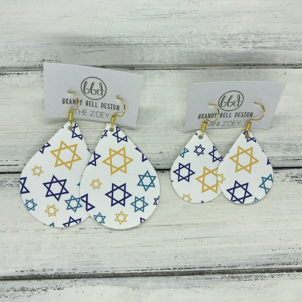 ZOEY (3 sizes available!) -  GLITTER ON CANVAS Earrings  (not leather)  ||  STAR OF DAVID