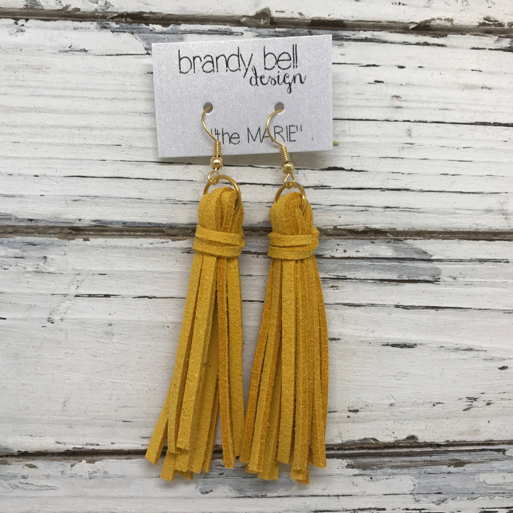 MARIE Faux Suede Tassel Earrings MUSTARD SUNFLOWER YELLOW Brandy Bell Design