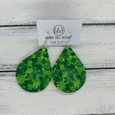 ZOEY (3 sizes available!) -  Leather Earrings  ||   SHAMROCKS- MULTI (FAUX LEATHER)
