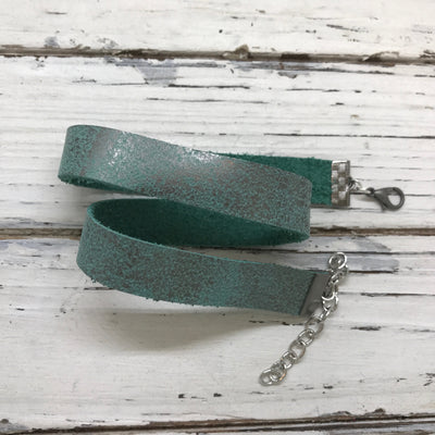 ANGEL - WRAP BRACELET / CHOKER NECKLACE - handmade by Brandy Bell Design ||  DISTRESSED AQUA WITH SILVER