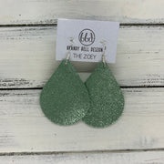 ZOEY (3 sizes available!) -  Leather Earrings  ||   SHIMMER IRISH MINT