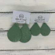 ZOEY (3 sizes available!) -  Leather Earrings  ||   SHIMMER IRISH MINT