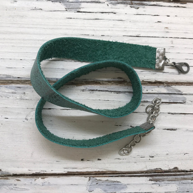 ANGEL - WRAP BRACELET / CHOKER NECKLACE - handmade by Brandy Bell Design ||  DISTRESSED AQUA WITH SILVER