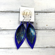ALLIE -  Leather Earrings  ||  <BR> ANTIQUE MERMAID, <BR> MATTE ELECTRIC COBALT BLUE