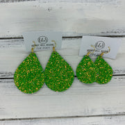 ZOEY (3 sizes available!) -  GLITTER ON CANVAS Earrings  (not leather)  ||  <BR> SHAMROCK GREEN