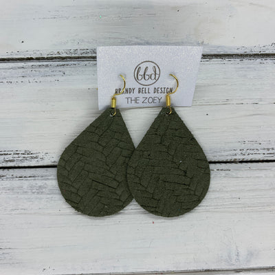 ZOEY (3 sizes available!) -  Leather Earrings  ||   OLIVE GREEN BRAIDED