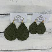 ZOEY (3 sizes available!) -  Leather Earrings  ||   OLIVE GREEN BRAIDED