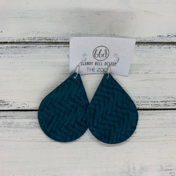 ZOEY (3 sizes available!) -  Leather Earrings  ||   DARK TEAL BRAIDED