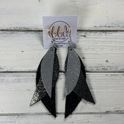 ANDY -  Leather Earrings  ||  <BR> SHIMMER GRAY, <BR> SHIMMER PEWTER, <BR> SHIMMER BLACK